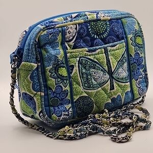 Vera Bradley Frannie Crossbody Zip Purse "Doodle Daisy" Chain Shoulder Strap